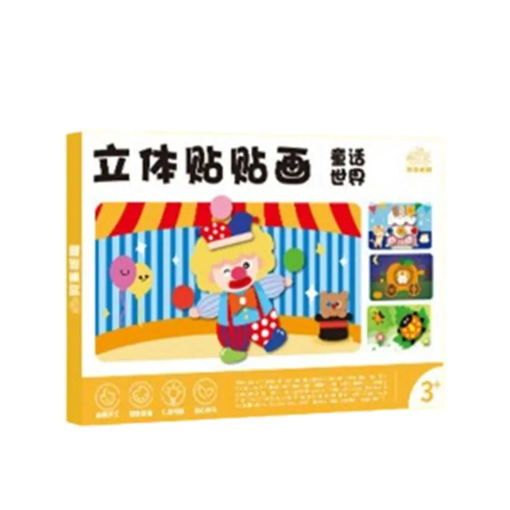 Educational Toys 3D Stereoscopic Sticker Handmade Montessori DIY Paste Material Kit Self-adhesive Cute Animals Sticker Book Kids