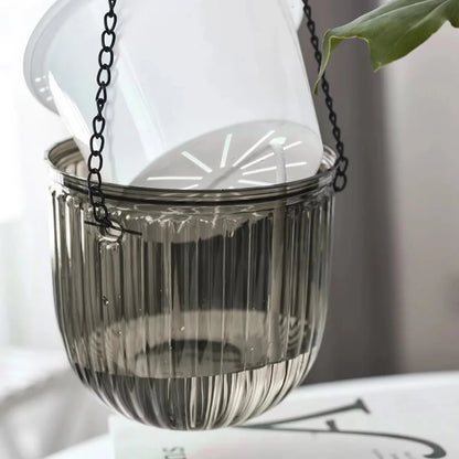 Flowerpot Self Absorbing Water Hanging 2Pcs Planter Thickened Premium Planter Hydroponic Soil Cultivation Lazy Flower Pot Garden