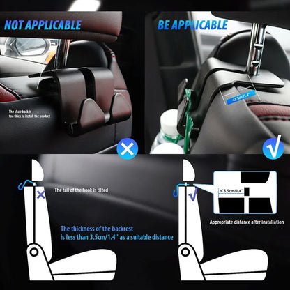 Upgrade Double Head Hooks Car Rear Seat Hanging Holder Interior Hook Organizer Back Seats Headrest Hanger Hook Car Accessories