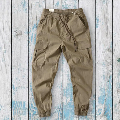 Summer Trousers Wear-resistant Summer Cargo Pants Breathable Multi Pockets Elastic Waist Summer Cargo Pants Mid Waist