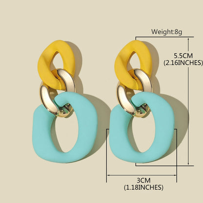 Bohemian Fashion Boho Jewelry Yellow Earrings For Women Trend Style Statement Dangle Earings Large Jewelry Geometry Accessories