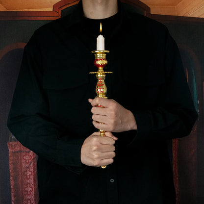 HT Religion Handhold Candle Holder Church Decor Single Candlestick Orthodox Church Supplies Religious Rituals Accessory