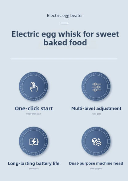Portable UBS Electric Egg Beater 3-speed Wireless Blender Coffee Milk Bubbler Cream Butter Whipper Food Blender