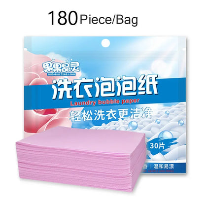 180Pcs Laundry Tablets Strong Decontamination Laundry Detergent Sheet Underwear Clothes Cleaning Detergent Laundry Bubble Paper