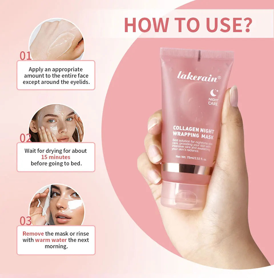 Collagen Jelly Cream Hydrolyzed Collagen Overnight Facial Mask Wrapping Peel-Off Mask Hydrating Firming Moisturizing SkinCare