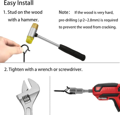 Hanger Hooks with Safety Buckle,Windproof Screw Hooks for Hanging Outdoor String Lights,Ceiling Hooks Plants,Christmas Lights