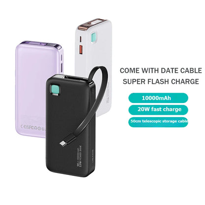 Hot Sale Bank Power With Cable Portable Power Bank PD 20W Fast Charger With Type C Cable Three Charger Port Bank Power