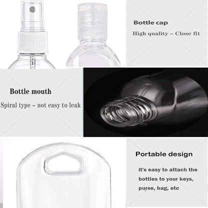 5Pcs Travel Bottles With Keychain Hand Sanitizer Holder Portable Plastic Empty Bottles Leakproof Refillable Containers Backpack