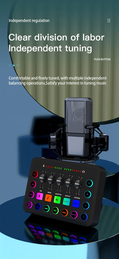 F11 Live Sound Card Streaming 5-Channel Mixer Sound Card Audio Mixer Professional Studio for Game Voice Podcast Live Streaming