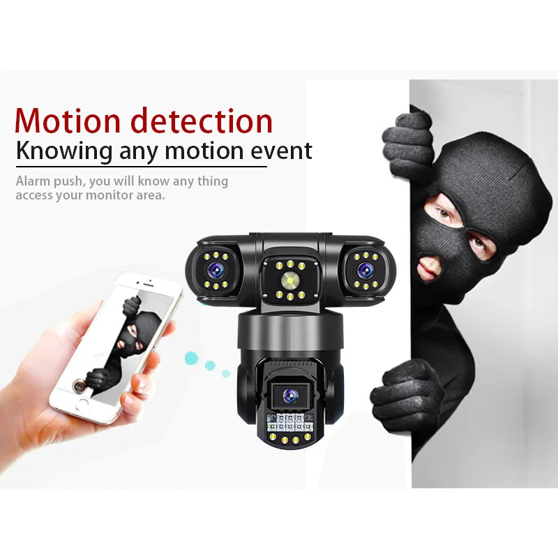 CCTV 3 Lens Video Surveillance Camera Wifi Network Camera 4G SIM Card Wireless 360 Monitor Outdoor Waterproof Security Cameras