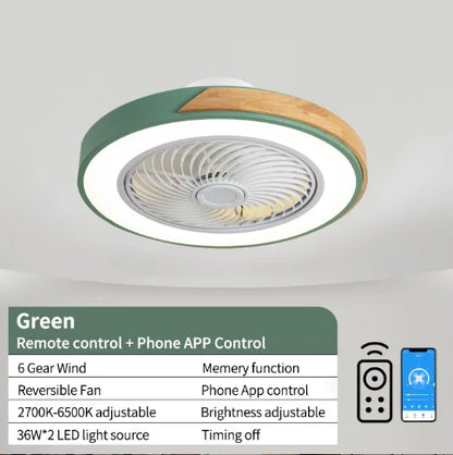 Smart Ceiling Fans With Light For Living Room Dining Room Blades Reversible 6 Speeds 52CM Fans Lighting 110V/220V