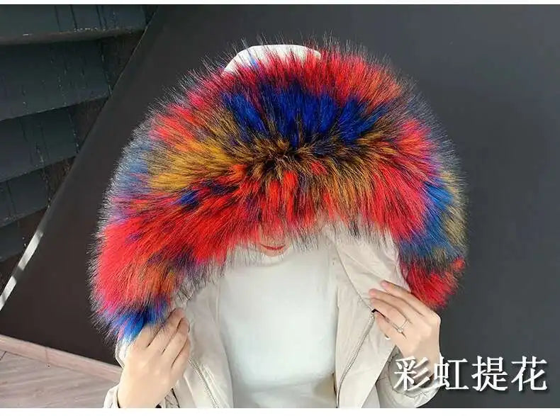 Detachable Faux Fur Collar Extra Large Warm Fake Fur Scarf Wrap Evening Cape For Winter Womens Coat Faux Fur Hood Ttrim Collar