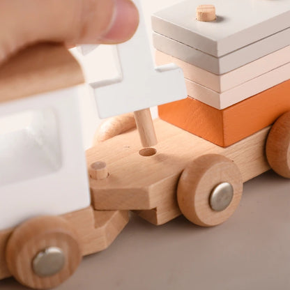 Montessori Toys Wooden Train Birthday Toy Baby Educational Toys Wooden Trolley Baby Learning Toys Number Of Wood Baby Toys Gifts