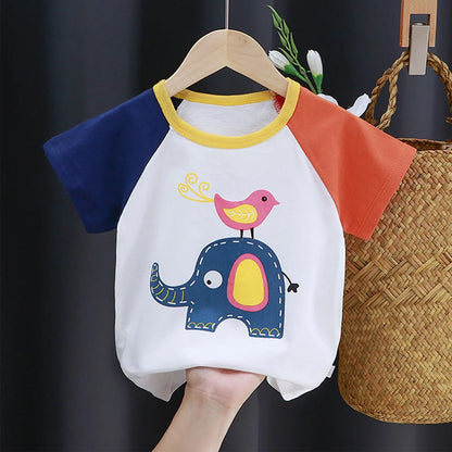 Baby Cotton T-shirts Cute Kids Print T Shirt Boys Girls Children Summer Short Sleeve Tops Infant Clothing