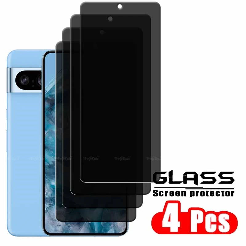 4Pcs For Google Pixel 8 Pro Glass Google Pixel8 Pixel 8 Pro Glass 9H Privacy Anti-Spy Glue Screen Protector Google Pixel 8 Pro