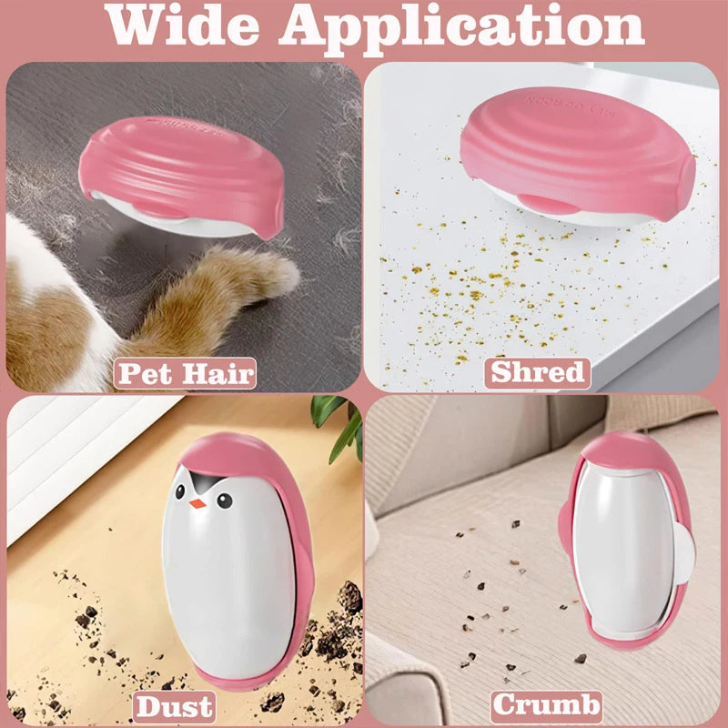 Washable Lint Remover Penguin Cute Portable Sticky Washable Reusable Clothes Dust Cleaning Hair Pet Sticky Roller Ball Traveling