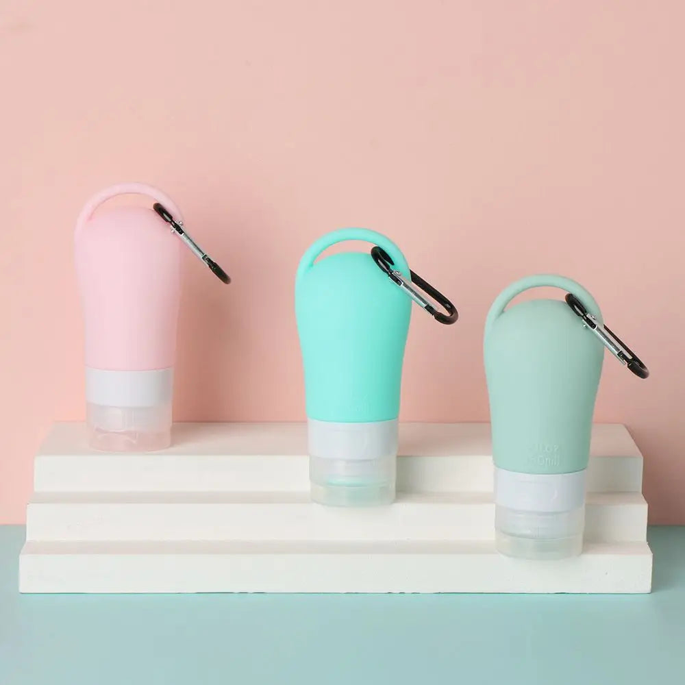 Travel Bottle Leakproof Silicone Refillable Squeezable Travel Tube with Keychain Hook for Cosmetic Toiletry Shampoo