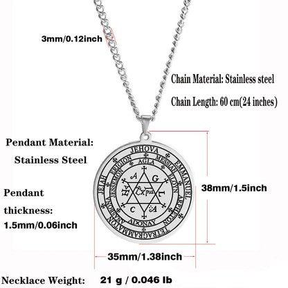 Grand Pentacle De Salomon The Grand Grimoire with The Great Clavicle of Solomon Amulet Talisman Stainless Steel Pendant Necklace