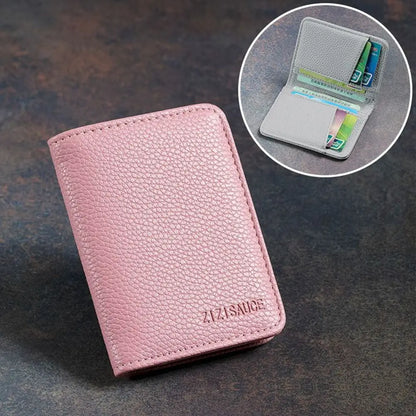 Multi-card Slot Solid Color Portable Leather Card Case Universal Bank Card Credit Card ID Bus Card Holder Travel Card Organizer