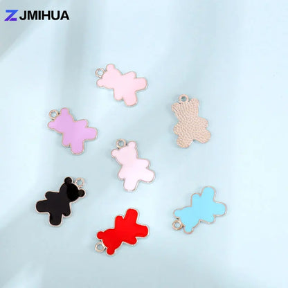 15pcs Enamel Charms Cute Bear Pendants Charms For Jewelry Making Supplies DIY Handmade Earrings Bracelets Findings Accessories