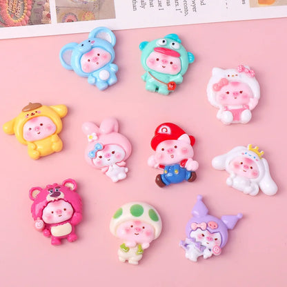 100pcs Cartoon porker Sanrio diy resin accessories accessories handmade hairpins mobile phone cases headwear supplies