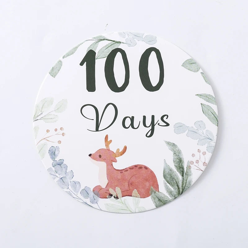 Newborn Baby Growth Milestones 0-12 Months Paper Card Photo Accessory Cartoon Animal Pictures Souvenir Props Baby's Birth Gift