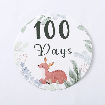 Newborn Baby Growth Milestones 0-12 Months Paper Card Photo Accessory Cartoon Animal Pictures Souvenir Props Baby's Birth Gift