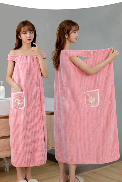 Large Bath towels For Body coral velvet Bath Towels Fashion Lady Wearable Fast Drying Beach Spa Bathrobes Bath Skirt