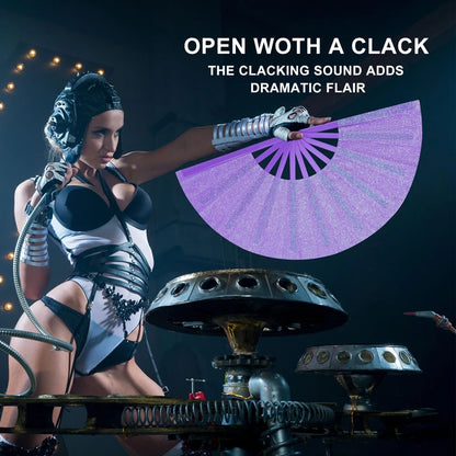 Large Folding Hand Fan Popping Fan for Line Dancing,Clap Fans Festival Fans On The Ground Dance,Music Festival,Party