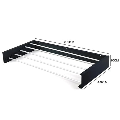 80cm Wall Mounted Laundry Drying Rack White Metal Clothes Drying Rack 5 Rods Space Saving Laundry Racks for Drying Towel Shoes