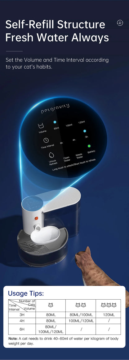 3L Pouring Cat Water Dispenser Flowing Water Charging Automatic Water Feeder Smart Pet Water Dispenser Can Set Amount of Water