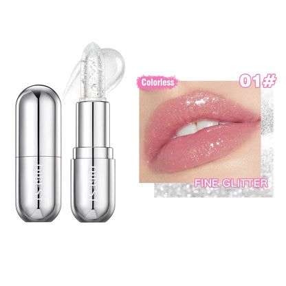 QIBEST Glitter Jelly Lipstick Lip Balm Colors Changing Lipstick Moisturizing Makeup Water Glossy Transparent Lip Stain Cosmetics
