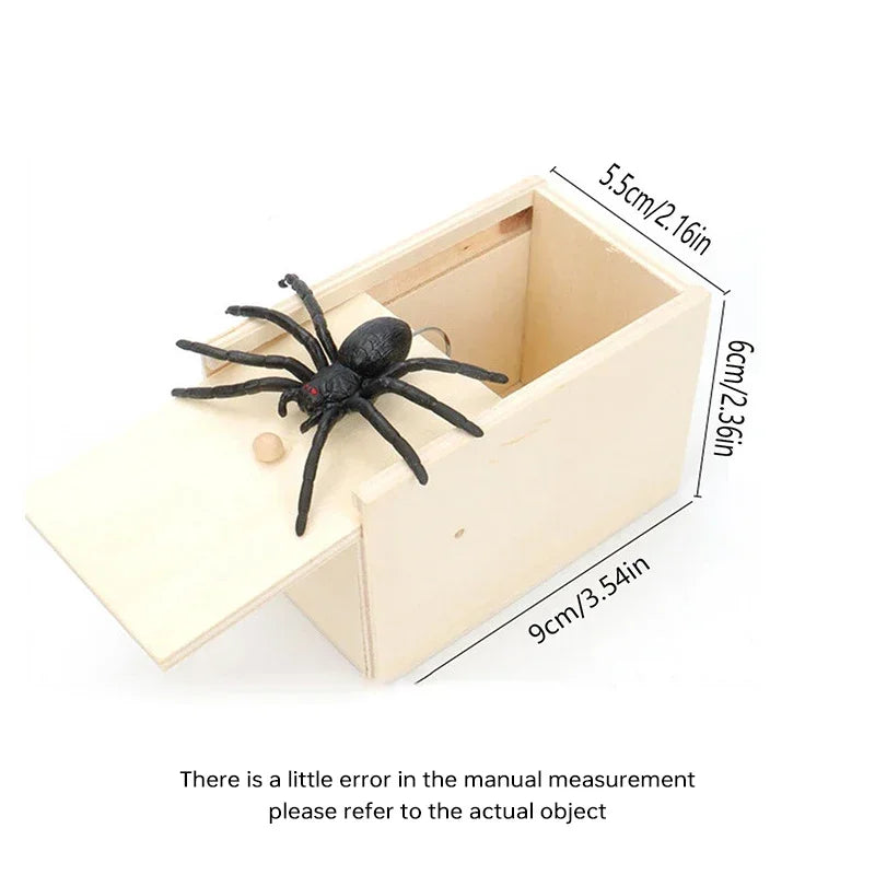 Funny Spider Jump Scare Box - Wooden Prank Toy for Office & Friends - Hilarious Trick Gadget for Jokes & Gags