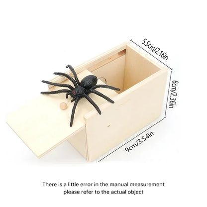 Funny Spider Jump Scare Box - Wooden Prank Toy for Office & Friends - Hilarious Trick Gadget for Jokes & Gags
