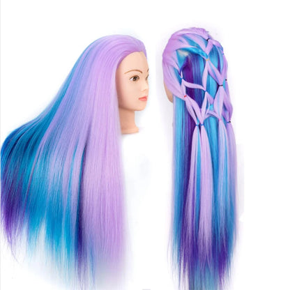 Mannequin Head Model With Long Synthetic Hair, Manikin Head Styling Hairdresser Training Head, Doll Head for Braiding Practice