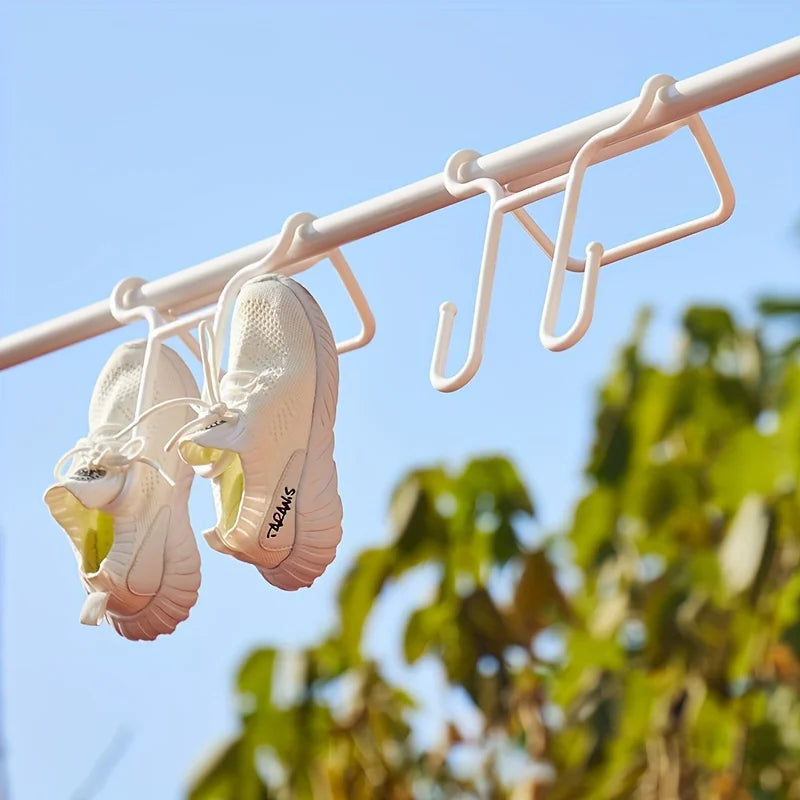 2-Pack Plastic Shoe Drying Racks, Dual-Hook Design for Balcony & Multipurpose Hanging Shoe Organizer Storage