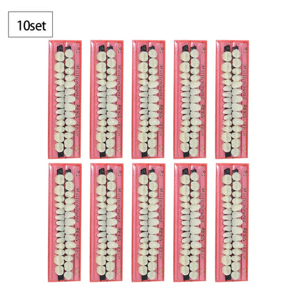 Dental Resin Denture 28Teeth Set with 3D Shade Guide Color Comparator Mirror for Bleaching and Dentistry Training