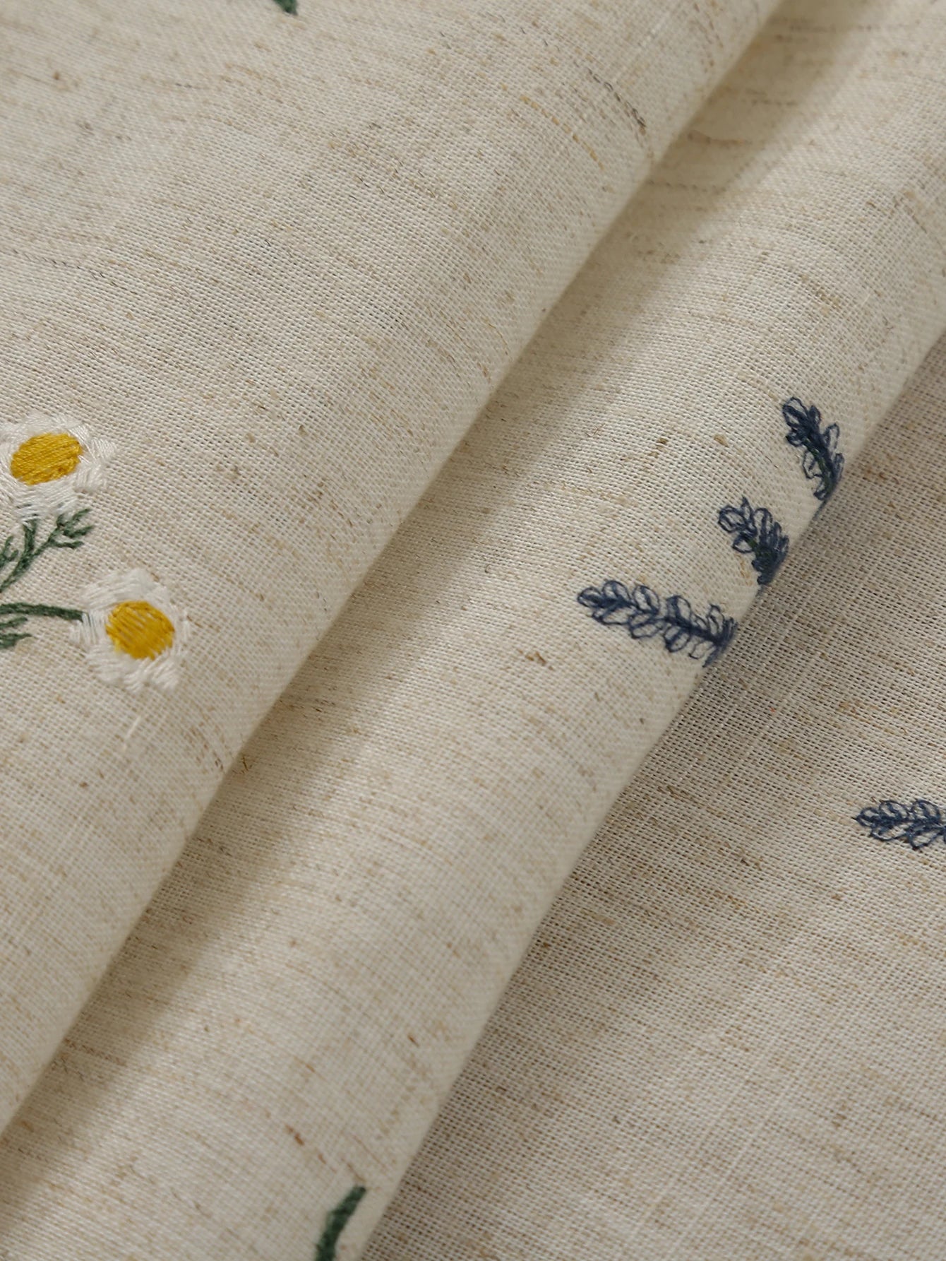 Linen Embroidery Curtain Small Fresh Curtain Rustic Wind Drift Window Curtain Ambience Sense Short Curtain