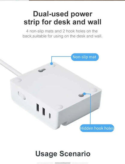 Smart power strip  us smart outlet wall plug adapt surge protector  110v 5V 2.4A usb c hub electrical socket with usb charger