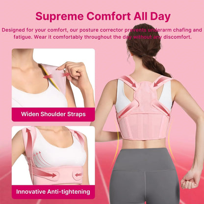 Posture Correct for Women: Shoulder Straightener Adjustable Full Back Support Upper&Lower Back Relief Pain，Sport Back Brace