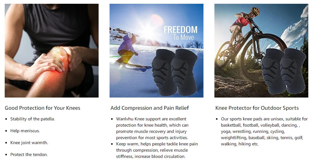 1Pair Knee Elbow Pads,Thick Sponge Collisioned Kneepads for Sports,Protective Knee Support Sleeve for Basketball Running Cycling