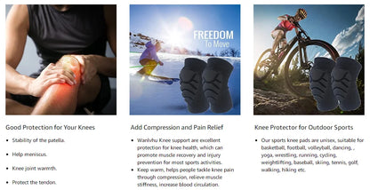 1Pair Knee Elbow Pads,Thick Sponge Collisioned Kneepads for Sports,Protective Knee Support Sleeve for Basketball Running Cycling