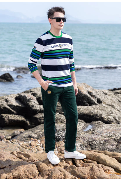 2024 Winter Corduroy Pants for Men Casual Stretch Cotton Straight  Mens Trousers Mid Waist Korean Style  Free Delivery Plus Size