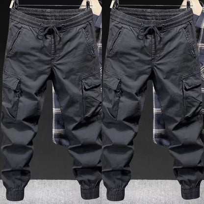 Trendy Brand Casual Cargo Pants Men's Loose Fit Solid Color Cargo Pants American Style Casual For Spring Autumn