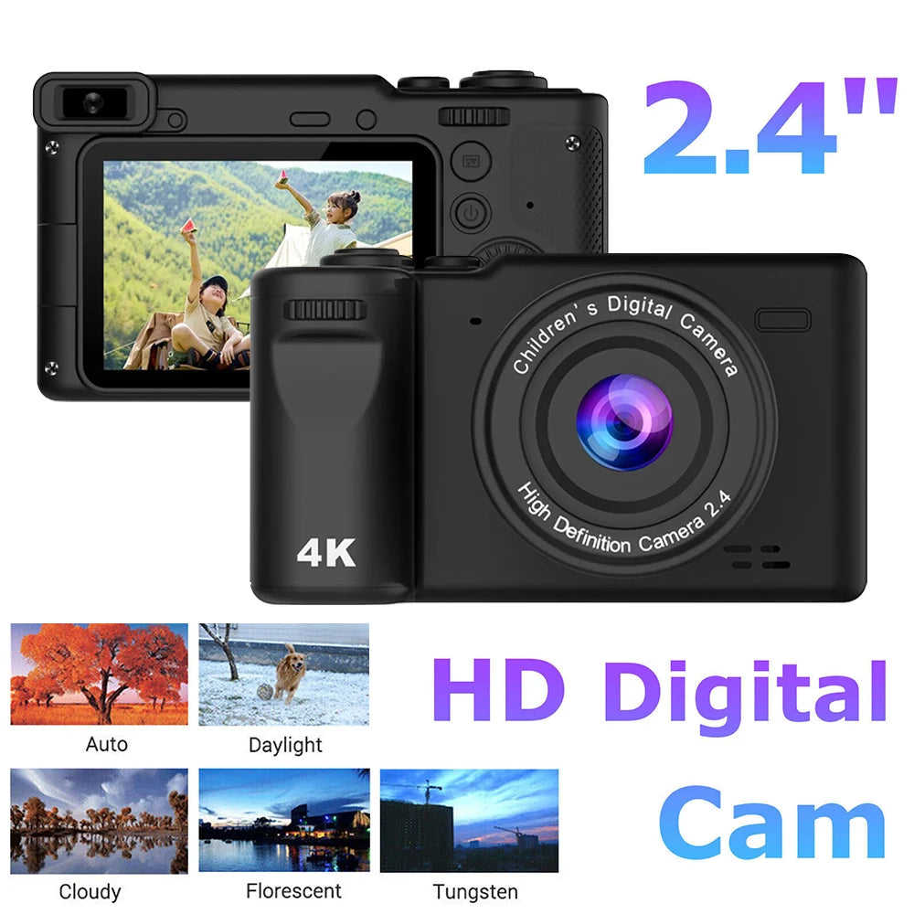 HD 50MP Digital Camera Autofocus Vlogging Camera with 2.4" Large Screen Camcorder Camera For kids Beginner Camera 8x Dual Camera