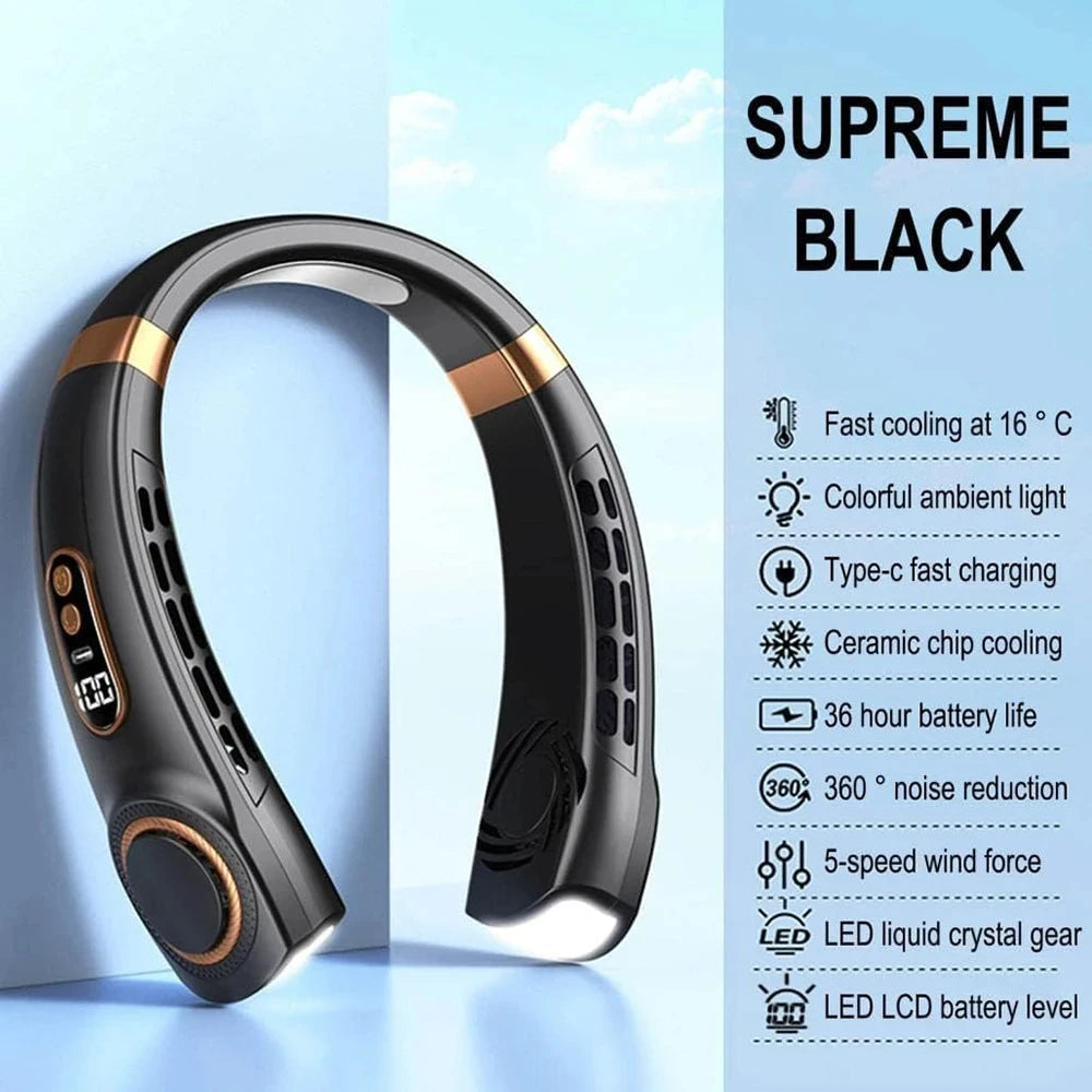 Xiaomi Mini Neck Fan Portable Leafless Neck Fan Air Cooler Digital Display Silent Air Conditioner USB Rechargeable Neck Fan