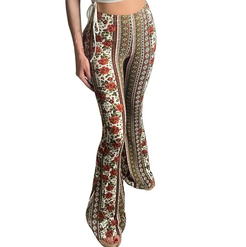 Womens Boho Pants Flare Leggings Hippie Harem Pants Yoga Pants Comfy Bohemian Flowy Hippie Clothes Trousers Bottom Palazzo Pants