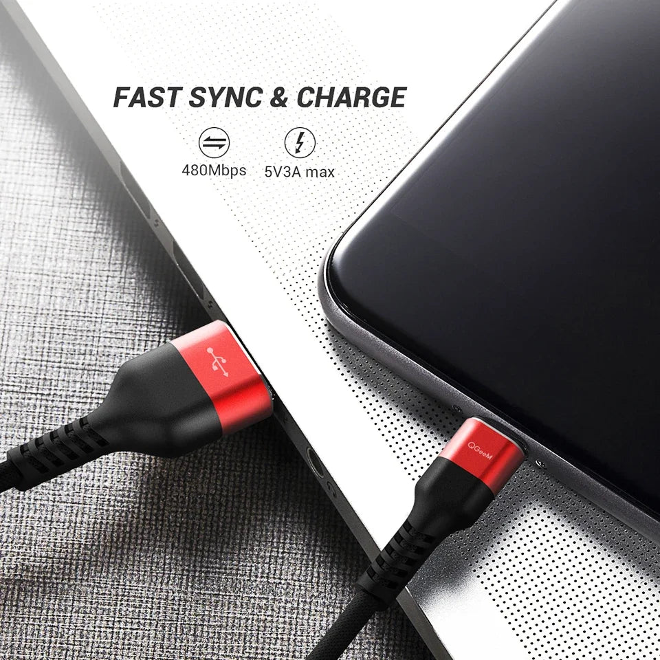QGeeM 3A USB C Cable USB Type C Cable for Xiaomi OPPO Realme Poco Oneplus Redmi Phone Charger Fast Charge Charger Type C Cable