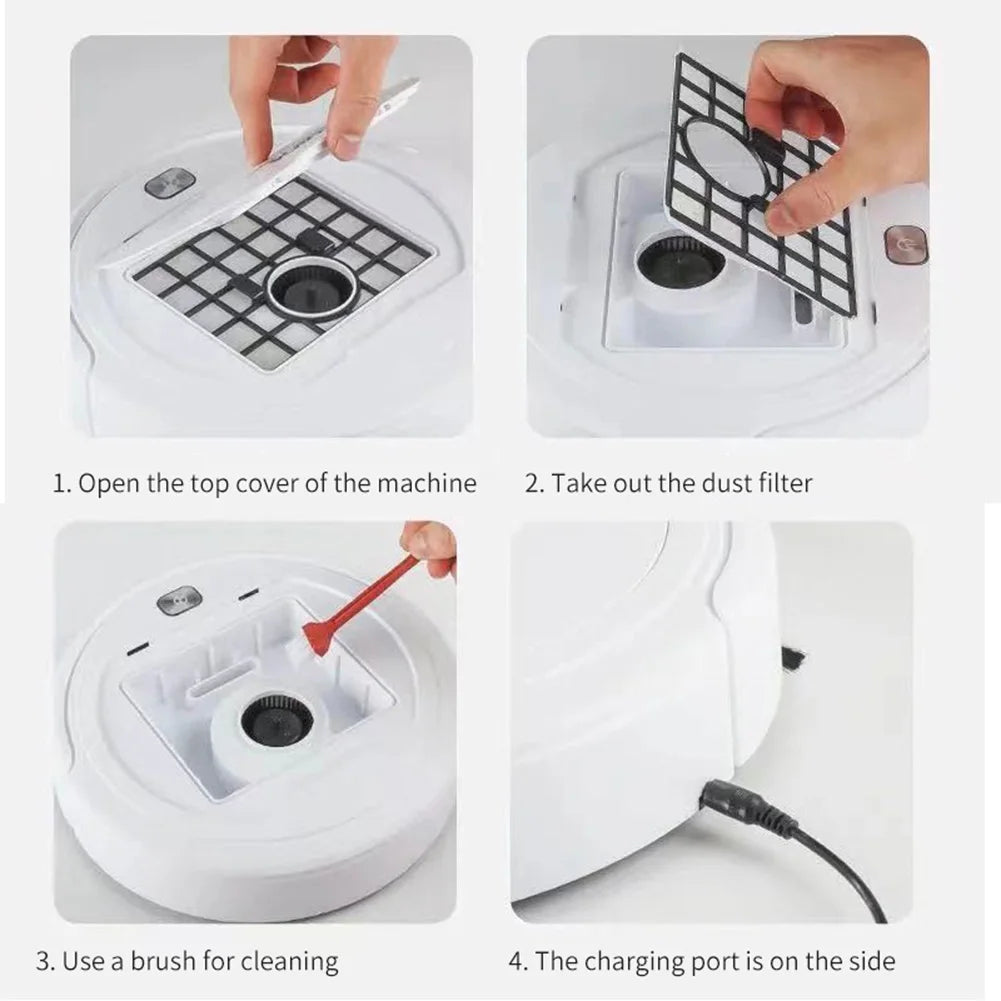 3-in-1 Robot Vacuum Cleaner USB Rechargeable 1000Pa Suction Robotic Vacuum and Mop Combo for Home Floor Washing Carpet Pet Hair