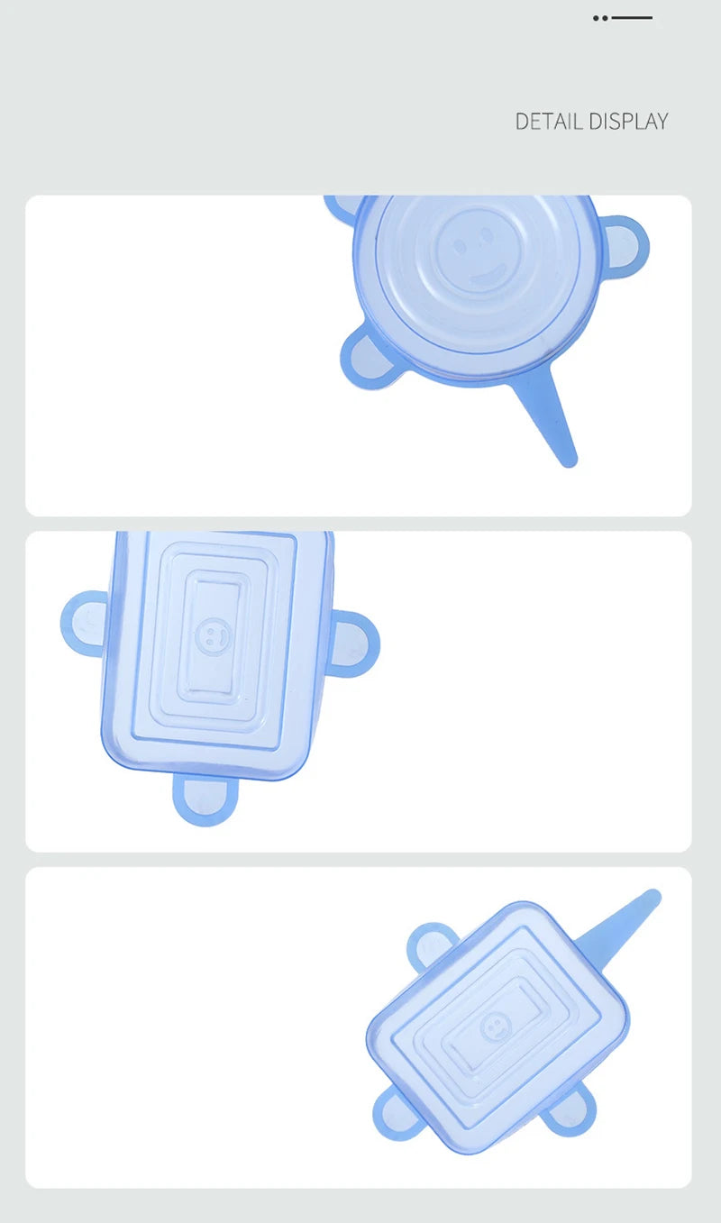 6pcs/set Silicone Covers Adaptable Silicone Lids Silicone Caps for Food Universal Dish Stretch Lids for Cans Kitchen Accessories
